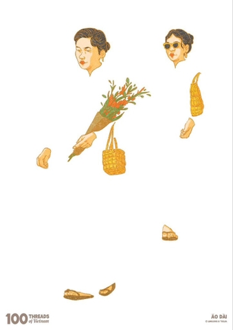 Tranh Linh Luong in A5 - Áo Dài