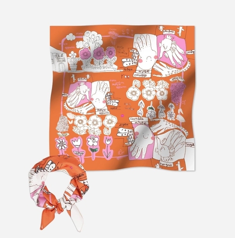 Khăn bandana 65*65 orange octopus Tò He