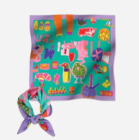 Khăn bandana 65*65 green bird Tò He