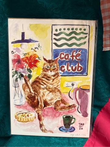 Tranh Tao A4 Cafe cat