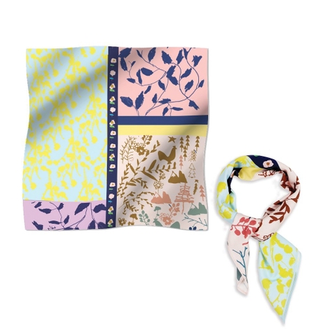 KHĂN BANDANA SCARF BLUE LEAVES Tò He