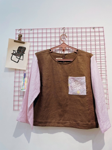 Áo dài tay nâu hồng 490 Líu Lô