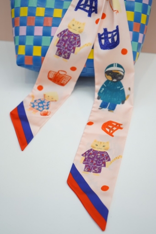 Khăn lụa twilly vietnameow Mai Lê x Líu Lô