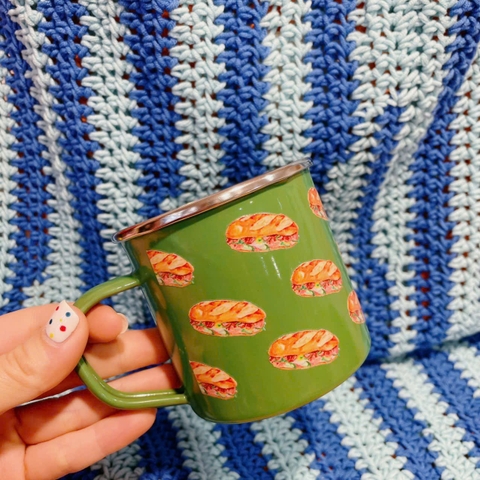 Cốc inox tráng men bánh mì Mai Lê x Líu Lô