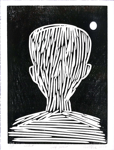 Tranh Intay Project Self Portrait | Linocut Print Self Portrait