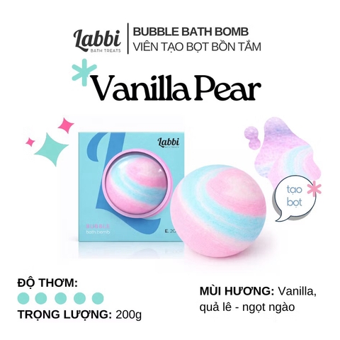 Viên tạo bọt bồn tắm 220gr Vanilla Pear Labbi