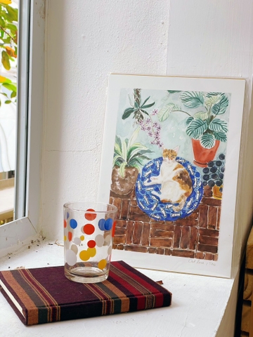 Tranh Tao A4 Cat Love ( blue chair )