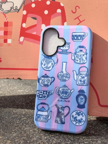 Ốp 16 promax Gốm Bát Tràng nền hồng Mai Lê x Líu Lô