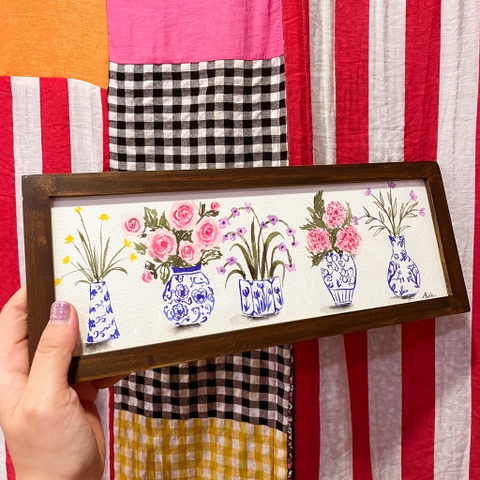 Tranh gốc Mai Lê 900 Bình Hoa Bát Tràng