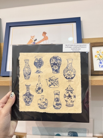 Tranh giấy Dó Mai Lê bình gốm