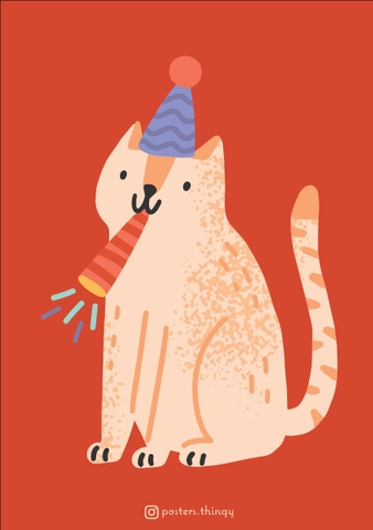 Thiệp Posters Thingy Pink B-Day Cat