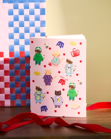 Sổ A5 Dot Mai Lê x Líu Lô mèo nền hồng 100gsm / 120 page