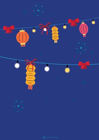 Thiệp Posters Thingy Đèn lồng xanh/ Navy Lantern