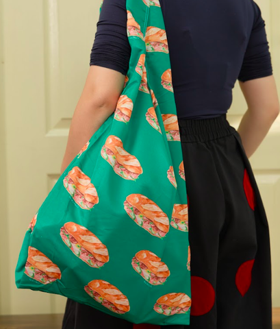 Túi dù gập Líu Lô x Mai Lê bánh mì / Foldable Bag Bánh Mì