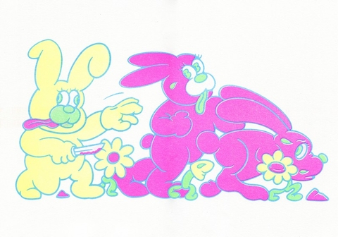 POSTER Keep It Sunny Bunny W420mm x H297mm / Printed with Fluo Yellow, Fluo Pink and Fluo Green / Paper: Natural 160gsm We Do Good