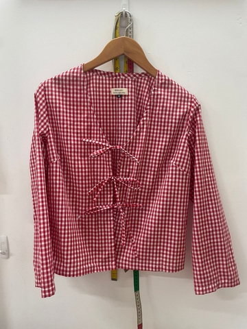 Áo dài tay kẻ caro đỏ Líu Lô 630