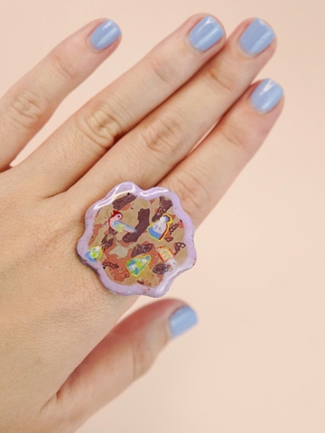 Nhẫn Lacquer Sơn Mài Vẽ Líu Lô x Lê Tâm 1