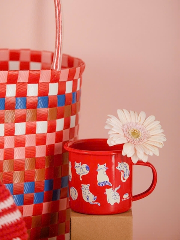 Cốc inox tráng men mèo Mai Lê x Líu Lô