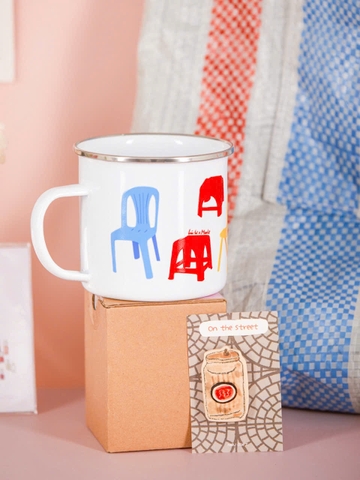 Cốc inox tráng men ghế Mai Lê x Líu Lô