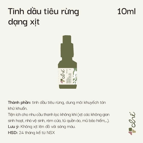 ( Dạng xịt ) Tinh dầu tiêu rừng Măng Đen forest pepper essential oil Chế