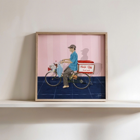 Tranh vuông Mai Lê xe cà phê đá