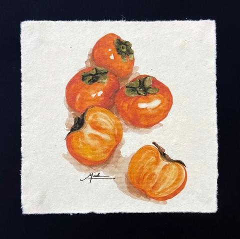 Tranh giấy dó Mai Lê quả hồng