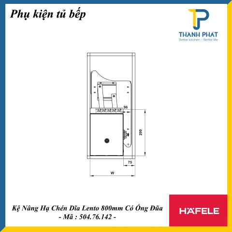 Kệ Nâng Hạ Chén Dĩa LENTO 800mm có ống đũa|504.76.142