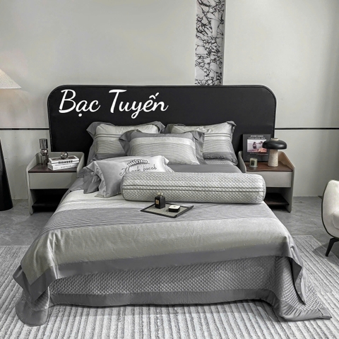 Bộ chăn ga gối lụa 100s Mark Jacob 5 món free size