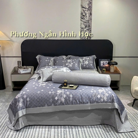 Bộ chăn ga gối lụa 100s Mark Jacob 5 món free size