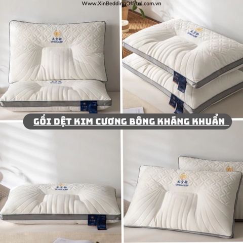 Gối massage chống đau cổ vai váy vải cotton chần bông hoa thị