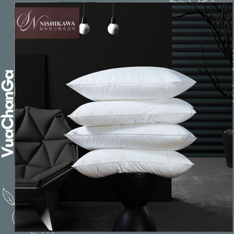 [Chính hãng Nishikawa] Gối Đầu Nishikawa Bông tinh khiết Microfiber Cao Cấp Trắng Êm Ái Thoáng Mát VuaChanGa