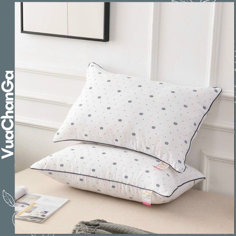 Gối đầu bông sợi trắng vương miện cotton thoáng khí có khóa kéo 45x65cm