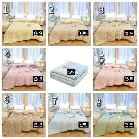 Chăn hè Cotton Seersucker Caro Siêu thoáng Mềm Nhẹ