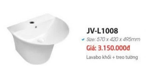 Chậu Lavabo Treo Tường JV-L1008