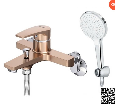 Vòi Sen Nóng Lạnh CAESAR S393CG Màu Vàng Tay Sen Massage
