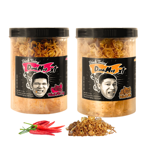 [COMBO 2 HŨ] NGON TỚI ĐỈNH với bánh tráng DINHMEP HÀNH PHI - Combo 2 hũ bánh tráng Dính Mép hành phi