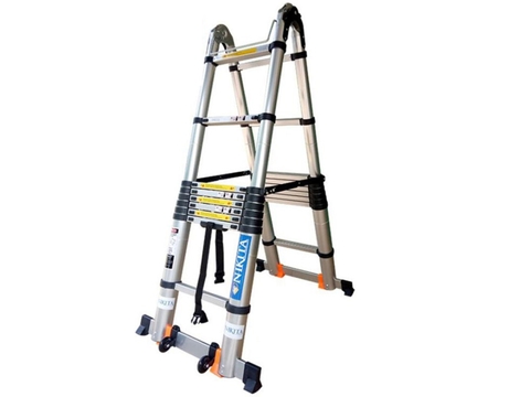 THANG NHÔM RÚT ĐÔI CÓ BÁNH XE NIKITA NKT-AID80