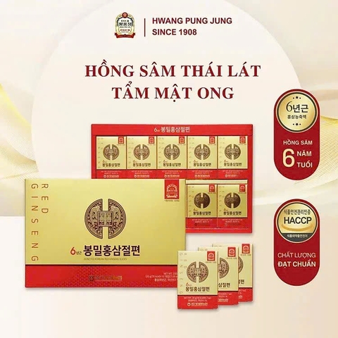 Hồng sâm thái lát tẩm mật ong- Honeyed Korean Red Gingseng Slices (6 years)