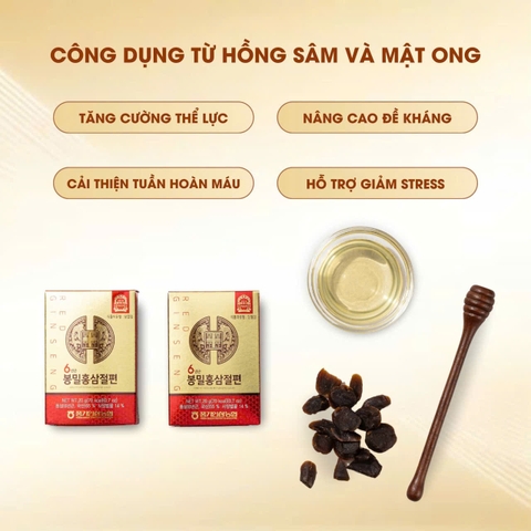 Hồng sâm thái lát tẩm mật ong- Honeyed Korean Red Gingseng Slices (6 years)