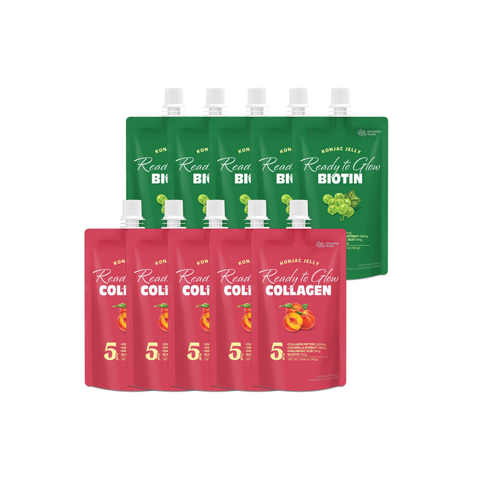 Thạch giảm cân đẹp da Konjac Jelly Ready to Glow Biotin / Collagen set 10 gói 130g
