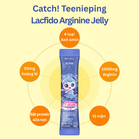 Thạch arginine cho bé Catch! Teenieping Ss6 TPBS Lacfido Arginine Jelly 15g x 18 gói