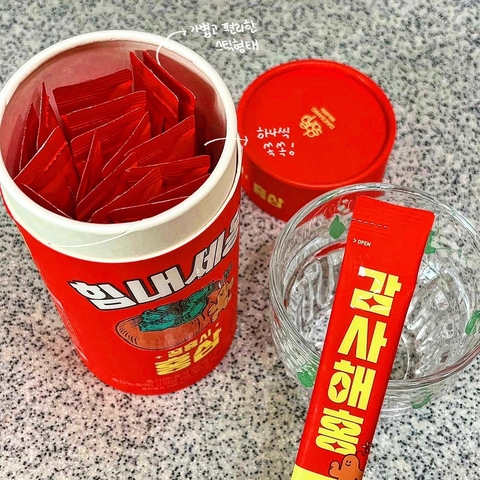 Set quà Nước uống Hồng sâm Mật ong Hoa quả (hồng & bưởi) 10g x 20 gói x 2 hộp