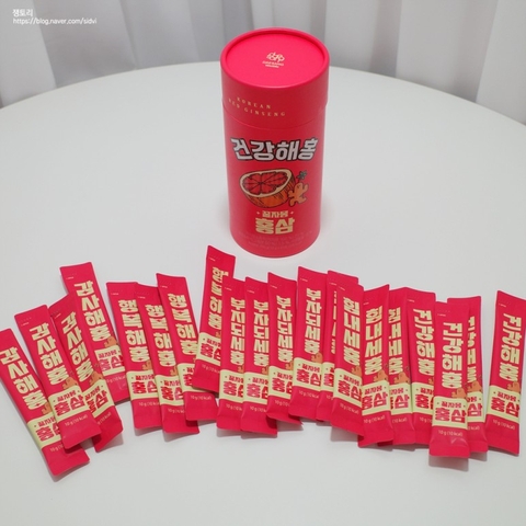 Set quà Nước uống Hồng sâm Mật ong Hoa quả (hồng & bưởi) 10g x 20 gói x 2 hộp