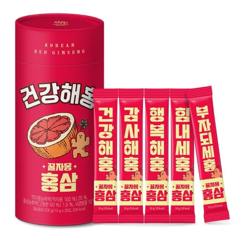 Set quà Nước uống Hồng sâm Mật ong Hoa quả (hồng & bưởi) 10g x 20 gói x 2 hộp