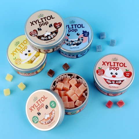 Kẹo ngậm răng miệng Xylitol Pop Mellow Nature 100% Xylitol Phần Lan 5 vị 70g