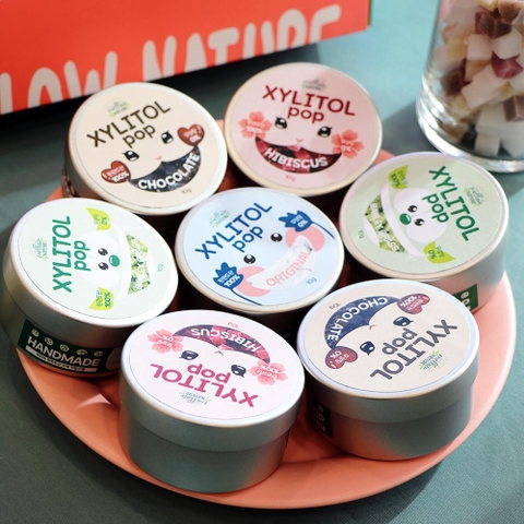 Kẹo ngậm răng miệng Xylitol Pop Mellow Nature 100% Xylitol Phần Lan 5 vị 70g