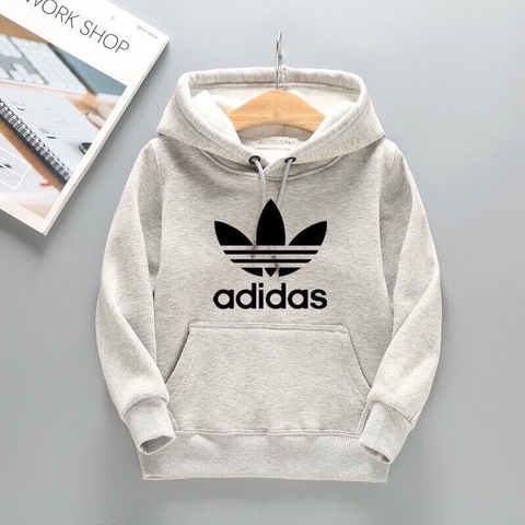 Áo khoác nỉ hoodie cho bé hình in logo adidas,thời trang thu đông dành cho bé từ 2 đến 7 tuổi
