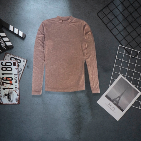 Áo giữ nhiệt nữ màu trơn, áo thun giữ nhiệt nữ dài tay trơn cổ tròn 3 phân màu cơ bản - Tím hồng