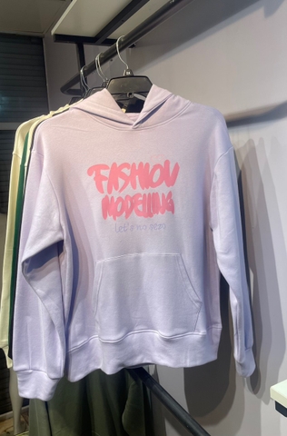 Áo Hoodie unisex form rộng có mũ chất bỉ bông - Tím