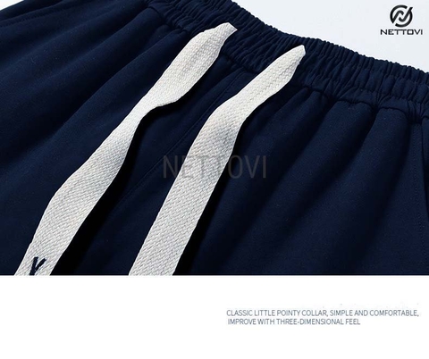 Quần ống suông nữ Nettovi, Quần nỉ nữ dáng dài form rộng co dãn tốt - Xanh than